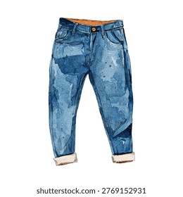 A pair of blue denim jeans