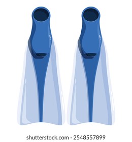 Pair of blue diving fins, essential equipment for scuba diving and snorkeling, ensuring efficient propulsion through the water