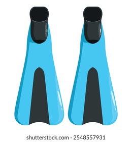 Pair of blue diving fins, essential equipment for scuba diving and snorkeling, ready for underwater adventures