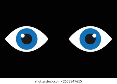 Par de olhos azuis ícone do vetor. Simples ilustração plana de dois olhos humanos olhando para a frente, par de olhos azuis ícone vetor. Simples ilustração plana de dois olhos humanos olhando para frente, Conceito para visão
