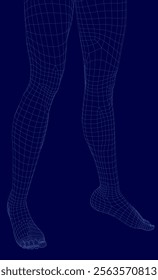 Pair of blue legs with a lot of dots on them. The legs are positioned in a blue background, creating a striking contrast between the two elements