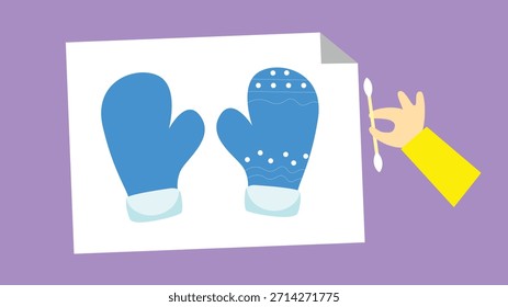 Un par de manoplas azules. Ilustración vectorial en estilo plano.