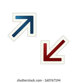 The pair of blue and red arrow with white stroke / The blue and red  arrow / Arrows