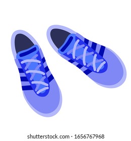 Pair of blue sneakers on a white background. Modern sneakers, great design for any purposes. Graphic design element. Blue color. Decoration element. Modern abstract concept. Abstract template