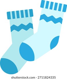 Par de calcetines azules con rayas y líneas onduladas