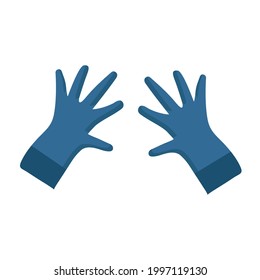 Un par de guantes cálidos azules sobre un fondo blanco para uso en clipart o web design