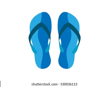 Pair of blue waves flip flops on white background