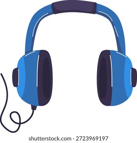 A pair of blue wired headphones with dark earcups and a connecting cable, designed for personal audio enjoyment.