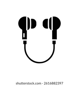 Pair of Bluetooth Earphones Icon for Wireless Audio Devices - Black Design
