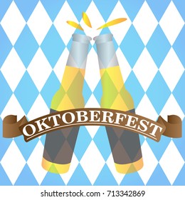 Pair of bottles on a textured background, Oktoberfest vector illustration
