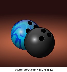 Pair of bowling balls on a colored background, Vector illustration