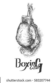 Pair of Boxing gloves, Hand Drawn Sketch Vector illustration.