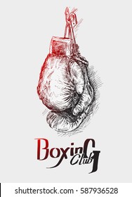 Pair of Boxing gloves, Hand Drawn Sketch Vector illustration.