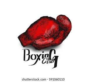 Pair of Boxing gloves, Hand Drawn Sketch Vector illustration.