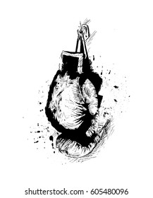 Pair of Boxing gloves, Hand Drawn Sketch Vector illustration.
