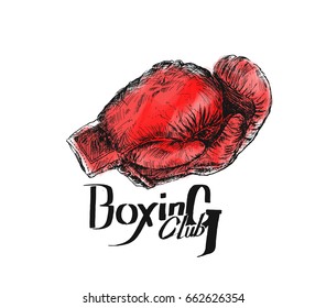 Pair of Boxing gloves, Hand Drawn Sketch Vector illustration.