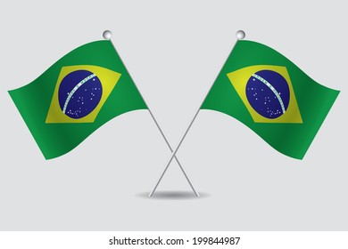 a pair of brazilian flags in grey background