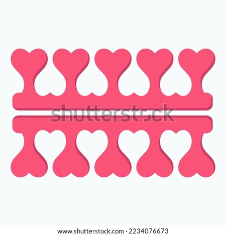 Pair of bright pink pedicure toe separators. Flat vector design