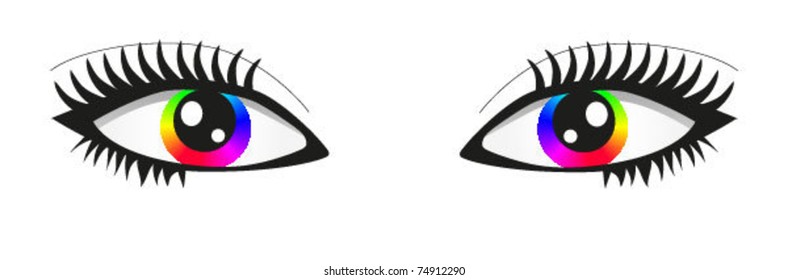 Pair of bright rainbow eyes