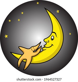 un par de lunas brillantes y estrellas 