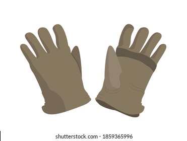 Pair of brown leather worker building glove for hand protection