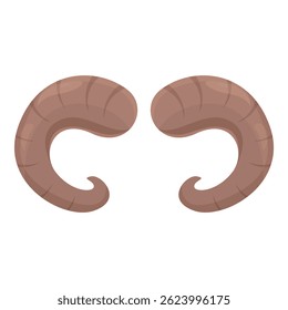 Pair of brown ram horns pointing upwards, a symbol of strength and power often associated with mythology and wildlife