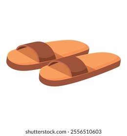 Pair of brown slippers isolated on white background, representing relaxation, comfort, and home life