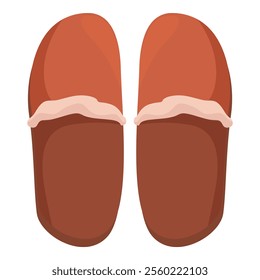 Pair of brown slippers is providing warmth and comfort for cold winter days at home