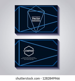 pair of business cards with lines and figures