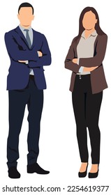 Pair of businessman and women standing.