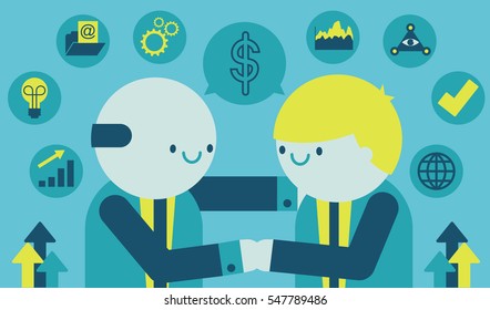 A pair of businesspeople shake hands as they close a deal