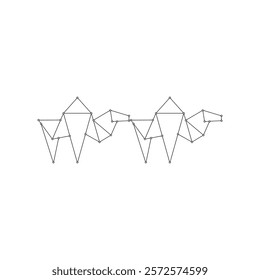 Pair Camel Polygonal Lines, can use for Logo, Pictogram, Animal Figure, Website, Apps, or Graphic Design Element. Vector Illustration