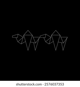 Pair Camel Polygonal Lines, can use for Logo, Pictogram, Animal Figure, Website, Apps, or Graphic Design Element. Vector Illustration