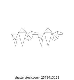 Pair Camel Polygonal Lines, can use for Logo, Pictogram, Animal Figure, Website, Apps, or Graphic Design Element. Vector Illustration