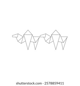 Pair Camel Polygonal Lines, can use for Logo, Pictogram, Animal Figure, Website, Apps, or Graphic Design Element. Vector Illustration