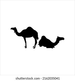 A Pair of Camel Silhouette for Logo or Graphic Design Element, Vector Illustration