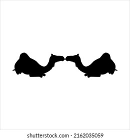 A Pair of Camel Silhouette for Logo or Graphic Design Element, Vector Illustration