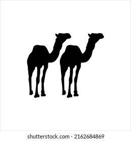 A Pair of Camel Silhouette for Logo or Graphic Design Element. Vector Illustration