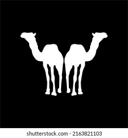 A Pair of Camel Silhouette for Logo or Graphic Design Element. Vector Illustration