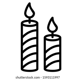 Pair of Candle Design, New Year Twin Wax Light Vector Icon Design