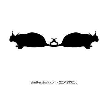 Pair of the Caracal Cat Silhouette for Art Illustration, Logo, Pictogram, Website or Graphic Design Element. Vector Illustration