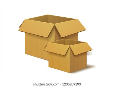 A pair of cardboard boxes on a white background. Isolate.