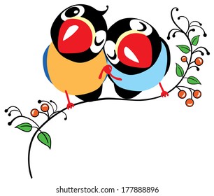 pair of cartoon birds isolated on white background