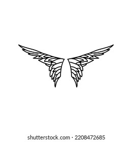 Pair of cartoon drawing wings vector drawing illustration