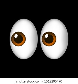 pair of cartoon eyes looking slightly to the left on a black isolated background