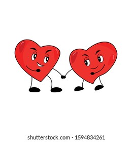 A pair of cartoon heart characters. Design template vector