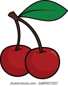 Pair of Cartoon Red Cherries