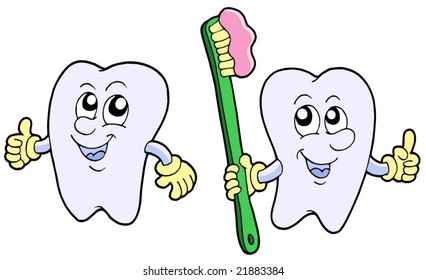 Pair of cartoon teeth - vector illustration.