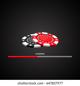 Pair of casino chips and a loading bar, Vector illustration