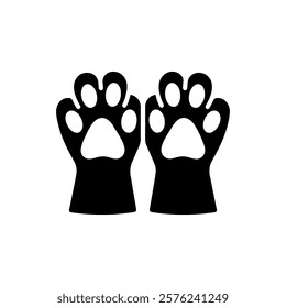 Pair of cat paw print silhouette icon vector illustration design on white background.